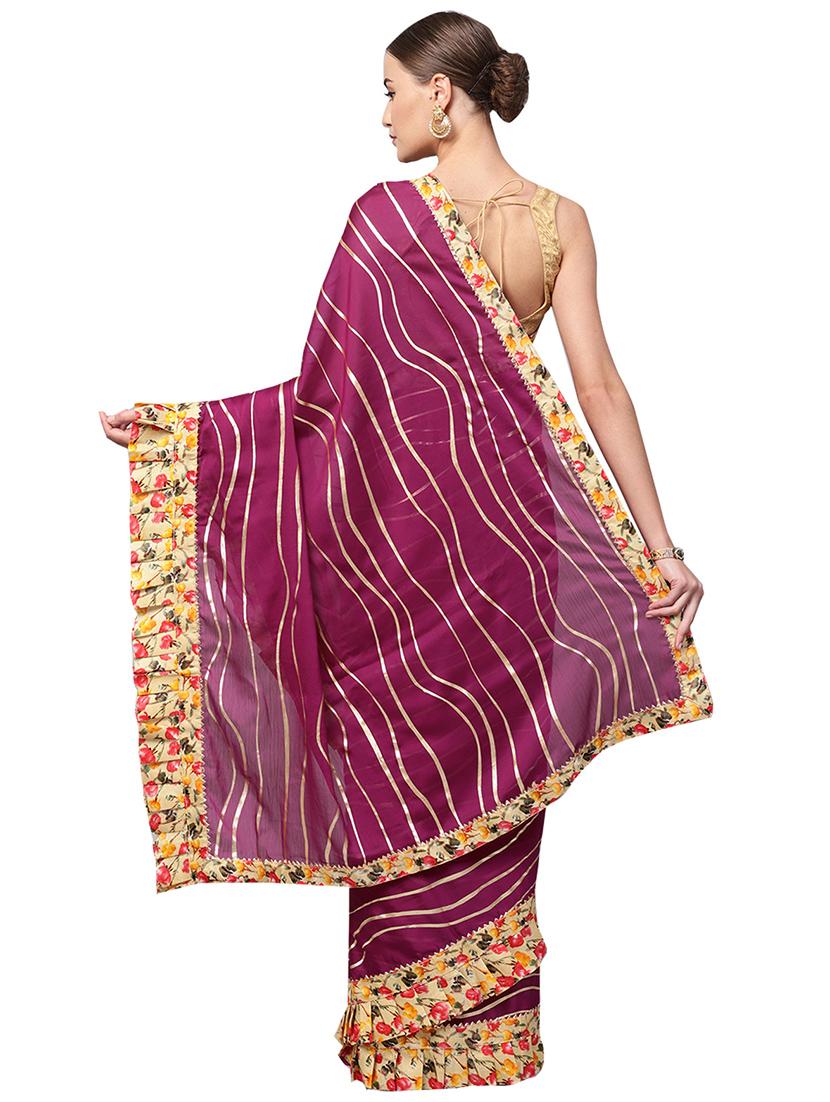 pleated printed saree with blouse - 16219148 - Zoom Image - 2