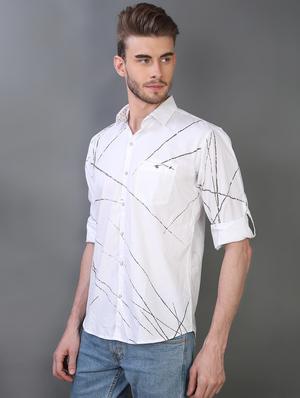 white printed casual shirt - 16219193 - Standard Image - 2