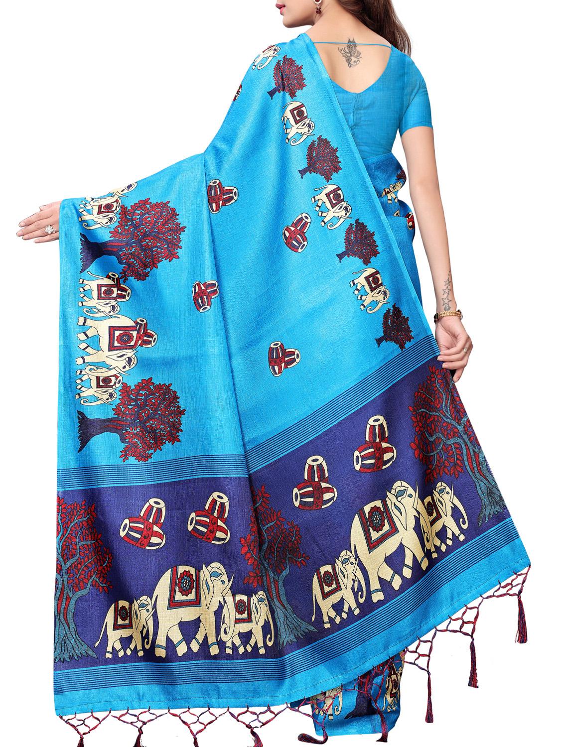 conversational printed saree with blouse - 16219233 - Zoom Image - 2