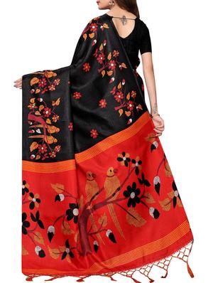 conversational printed saree with blouse - 16219237 - Standard Image - 2
