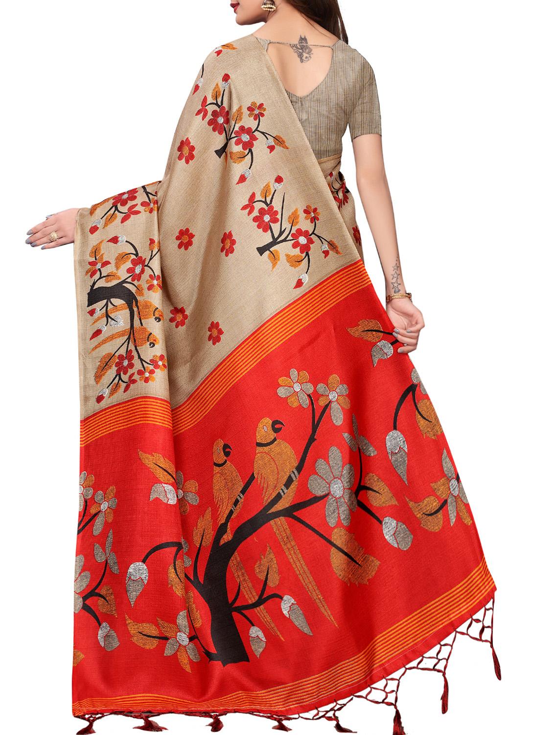 conversational printed saree with blouse - 16219238 - Zoom Image - 2