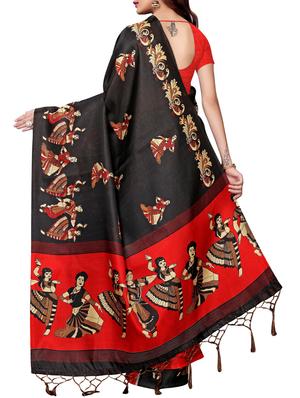 conversational printed saree with blouse - 16219241 - Standard Image - 2