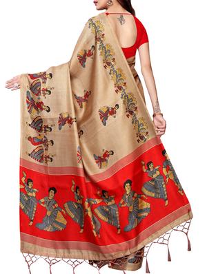 conversational printed saree with blouse - 16219242 - Standard Image - 2