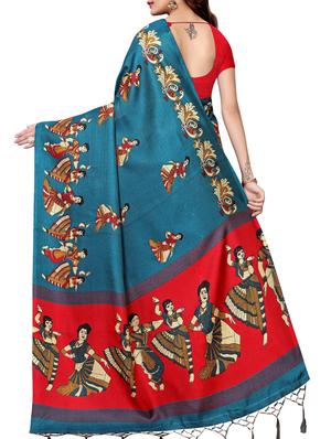 conversational printed saree with blouse - 16219244 - Standard Image - 2