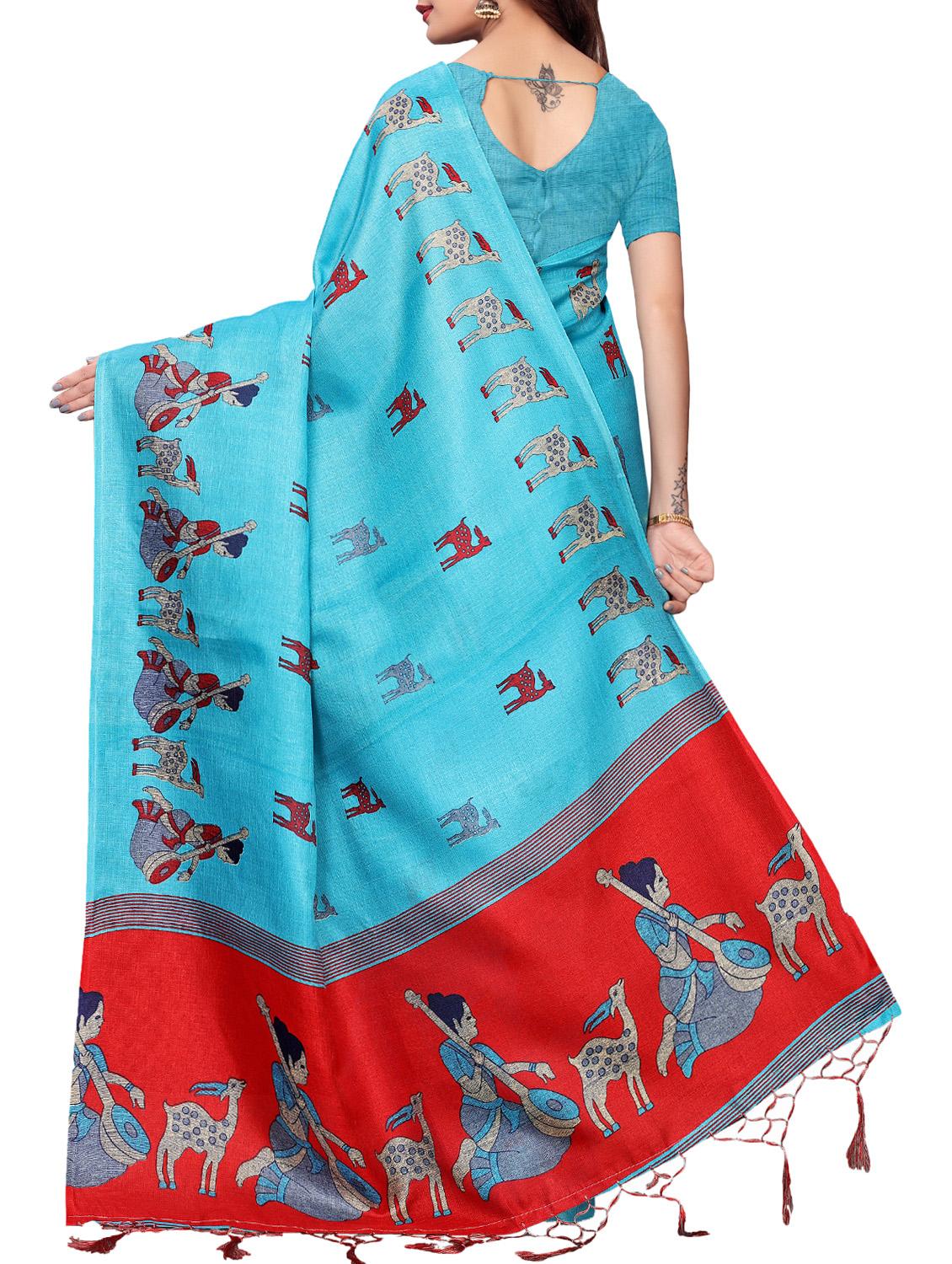conversational printed saree with blouse - 16219249 - Zoom Image - 2