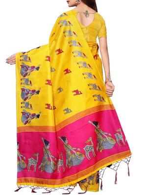 conversational printed saree with blouse - 16219250 - Standard Image - 2