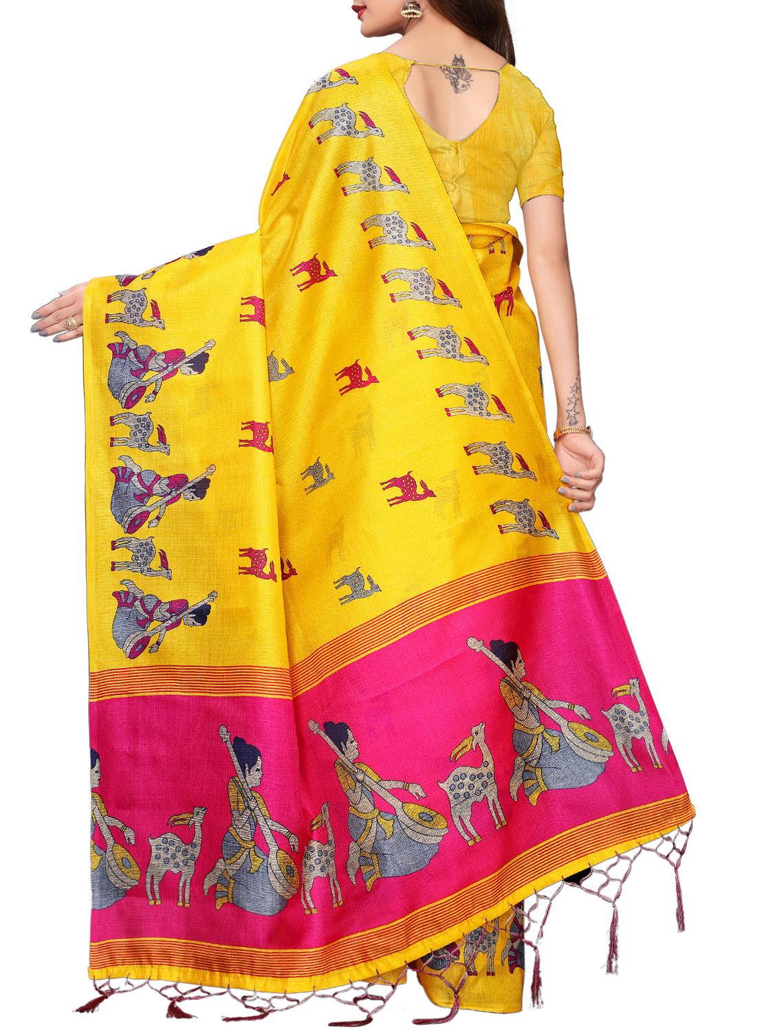 conversational printed saree with blouse - 16219250 - Zoom Image - 2