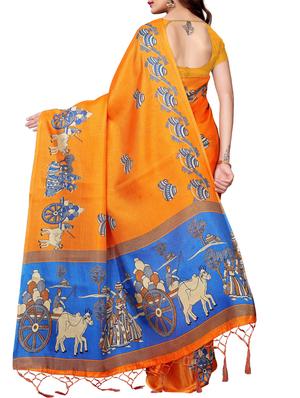 conversational printed saree with blouse - 16219252 - Standard Image - 2