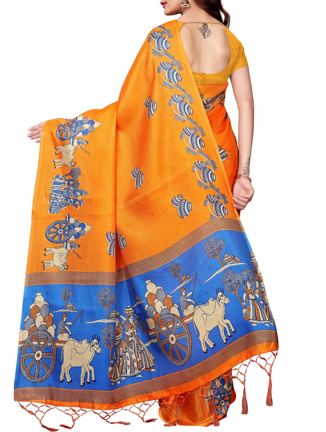 conversational printed saree with blouse - 16219252 - Zoom Image - 2