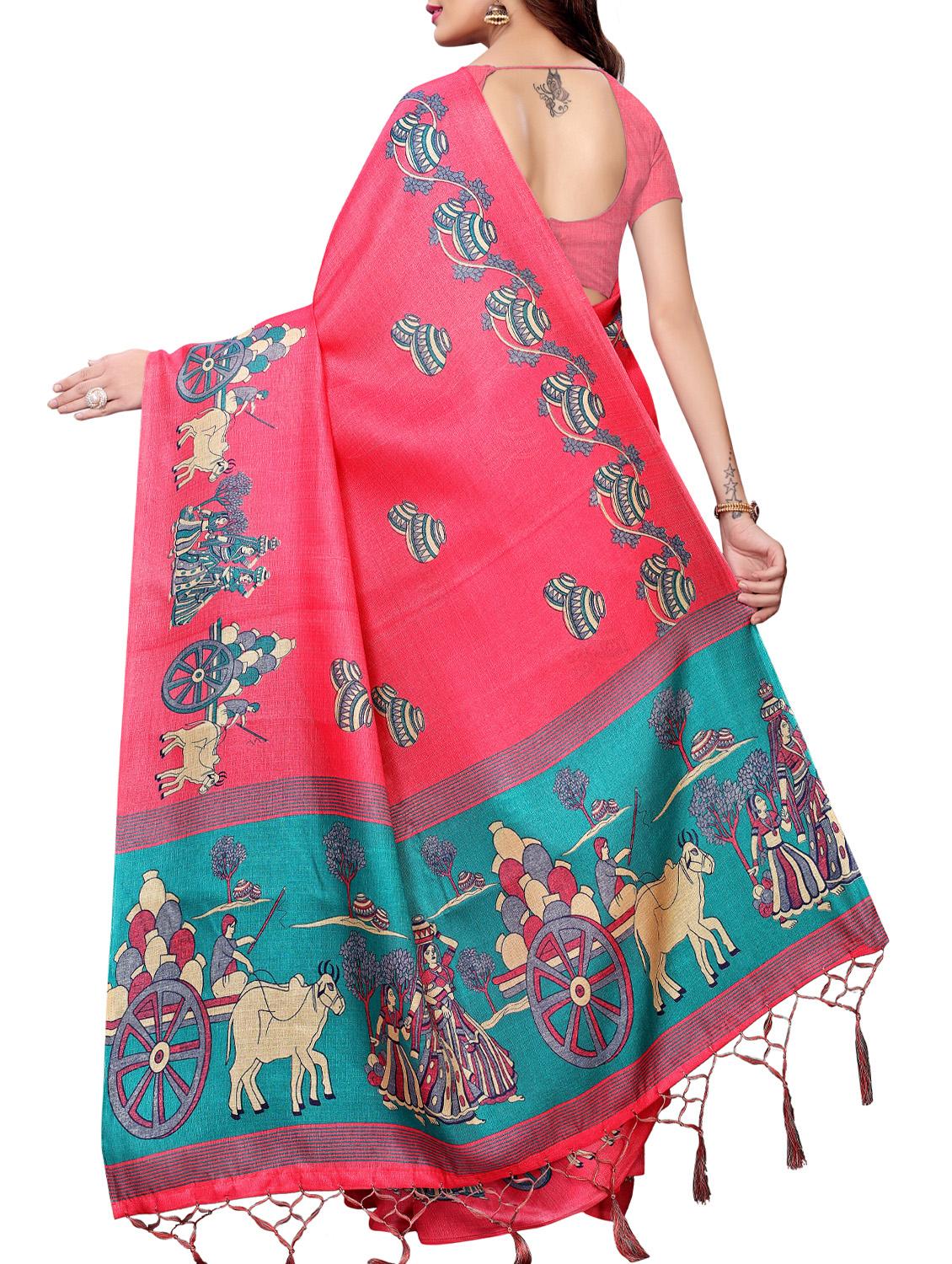 conversational printed saree with blouse - 16219253 - Zoom Image - 2