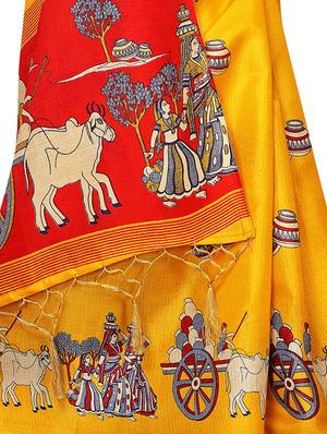 conversational printed saree with blouse - 16219254 - Standard Image - 2