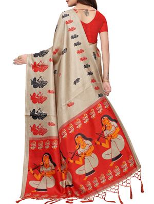 conversational printed saree with blouse - 16219257 - Standard Image - 2