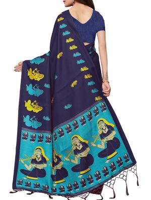 conversational printed saree with blouse - 16219258 - Standard Image - 2