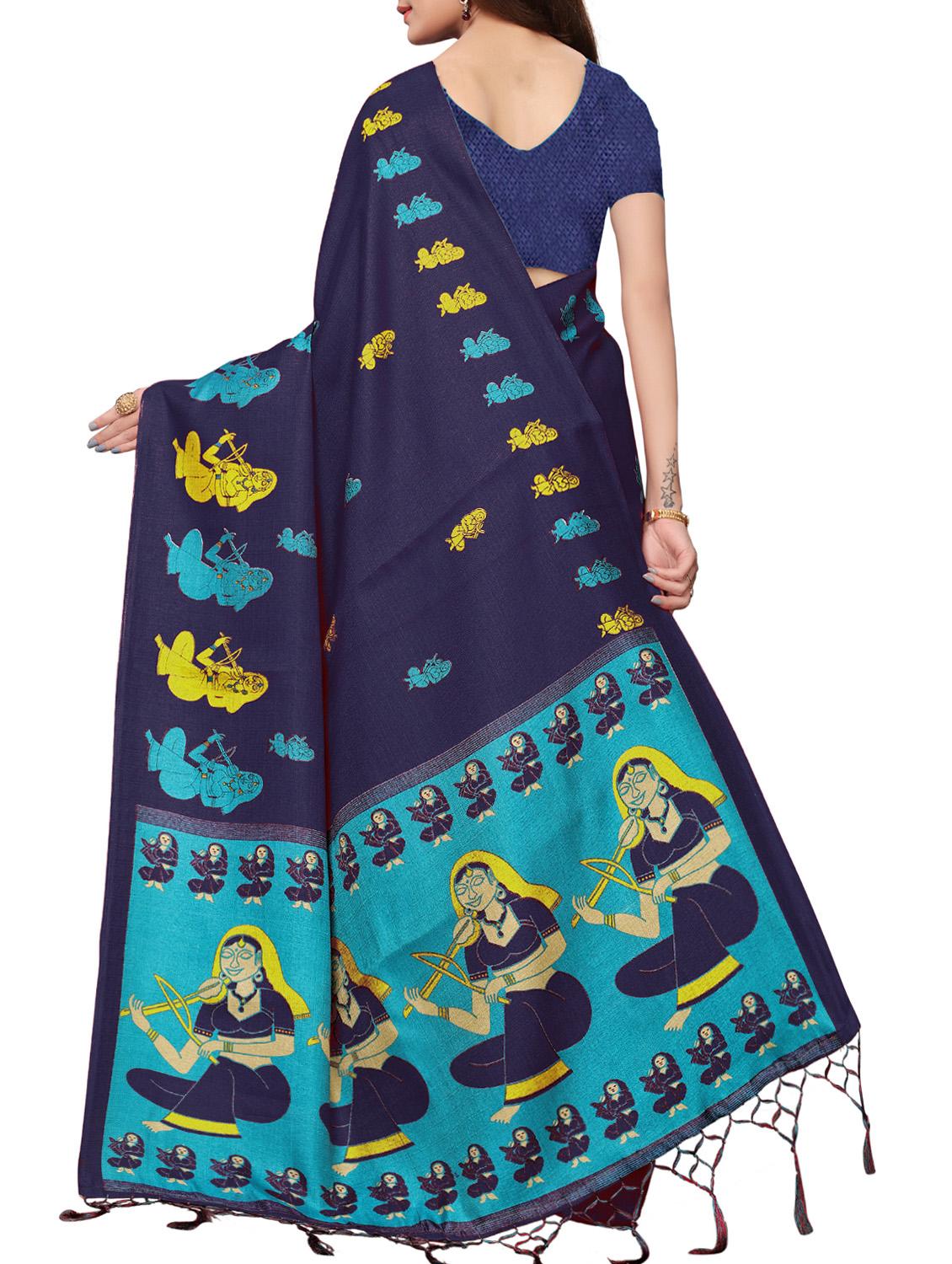 conversational printed saree with blouse - 16219258 - Zoom Image - 2