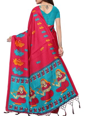 conversational printed saree with blouse - 16219259 - Standard Image - 2