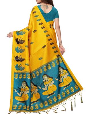 conversational printed saree with blouse - 16219260 - Standard Image - 2
