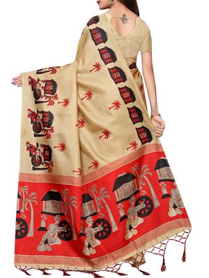 conversational printed saree with blouse - 16219261 - Standard Image - 2