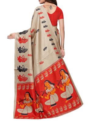 conversational printed saree with blouse - 16219291 - Standard Image - 2
