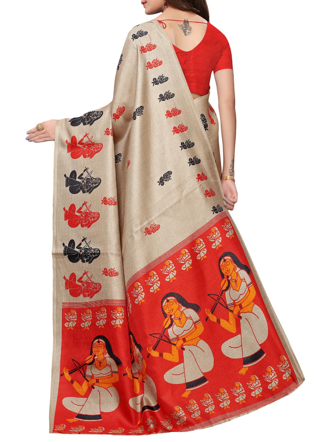 conversational printed saree with blouse - 16219291 - Zoom Image - 2