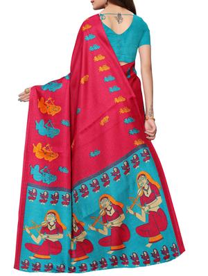 conversational printed saree with blouse - 16219292 - Standard Image - 2