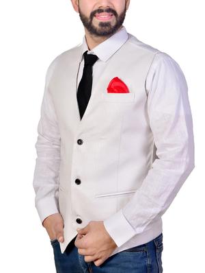 white polyester waist coat - 16219835 - Standard Image - 2