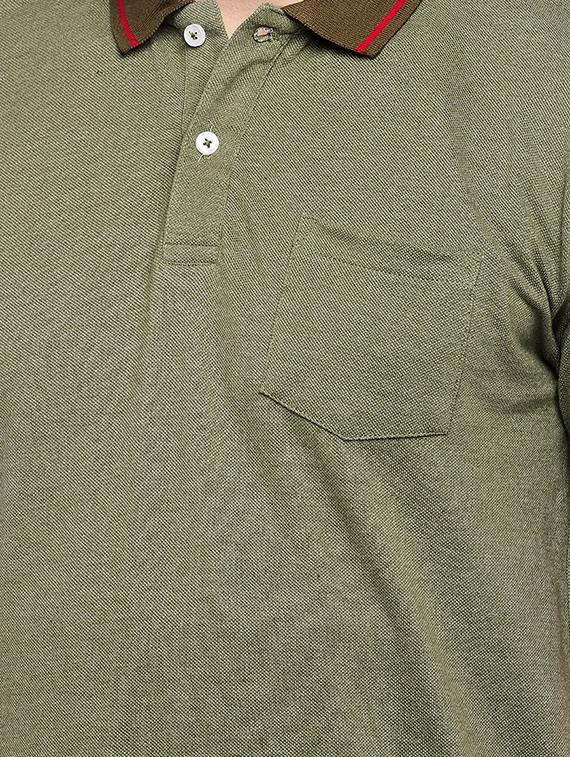 green solid polo t-shirt - 16220203 - Zoom Image - 5