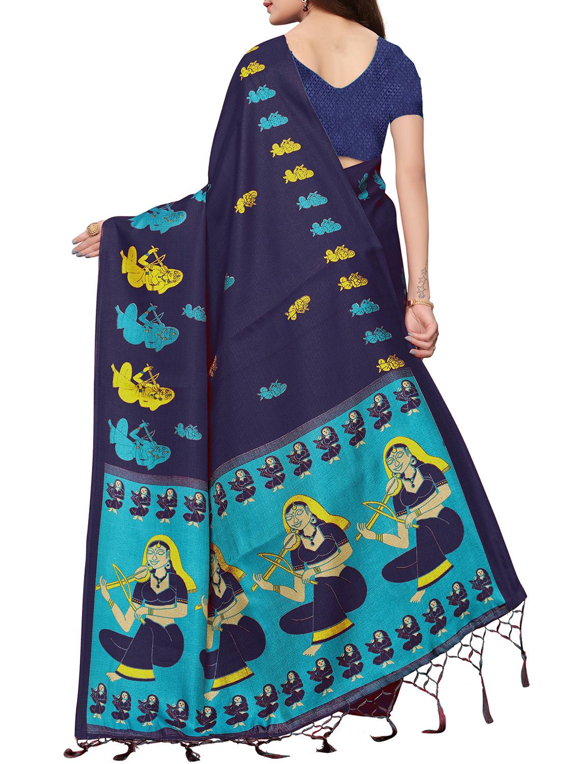 kalamkari printed saree with blouse - 16220494 - Zoom Image - 2