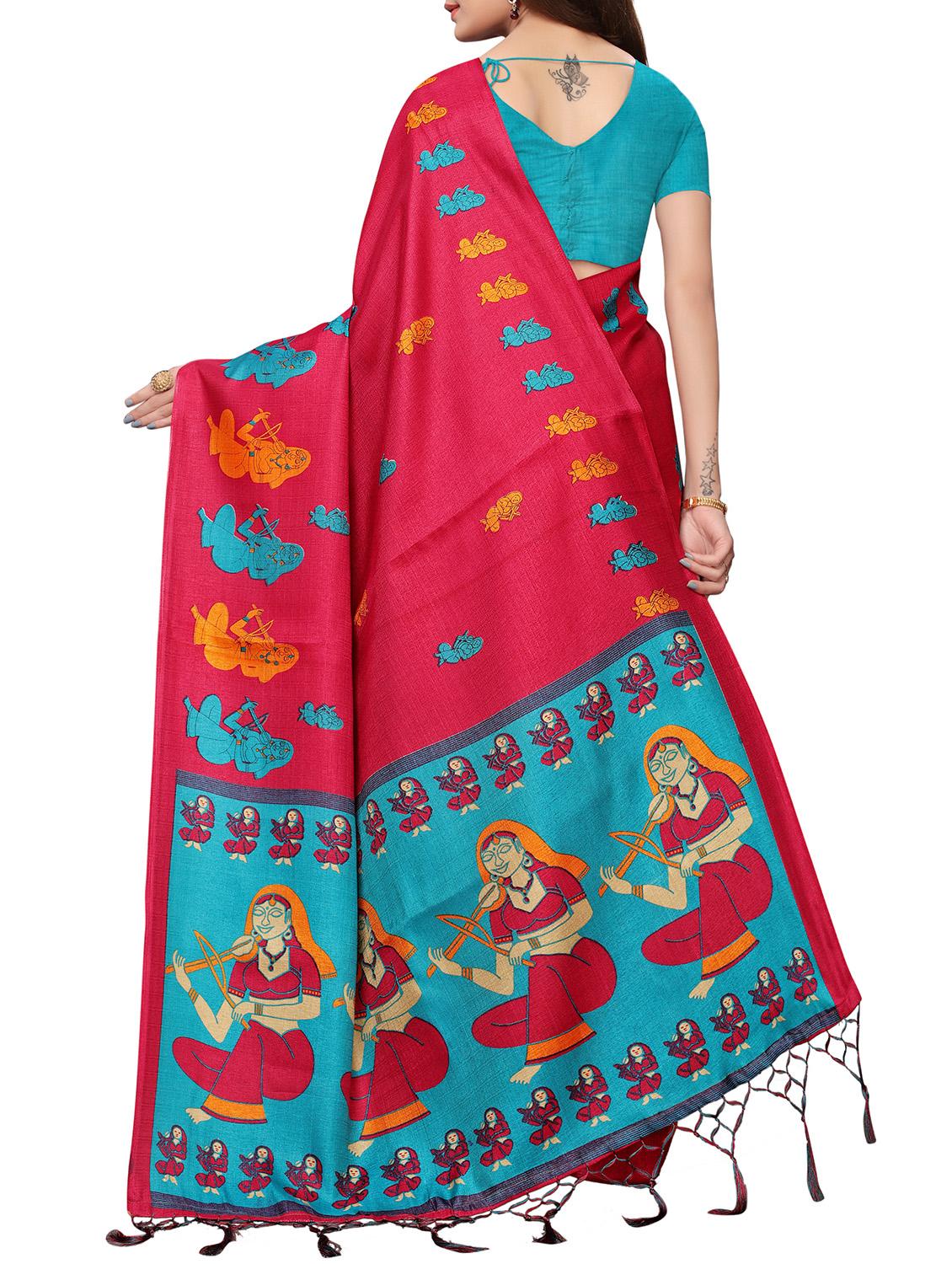 kalamkari printed saree with blouse - 16220495 - Zoom Image - 2