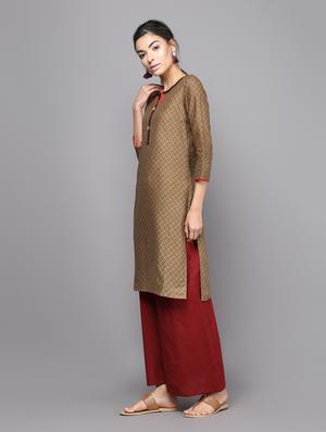 checkered straight kurta - 16220716 - Standard Image - 2