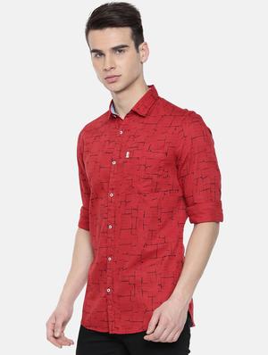 red printed casual shirt - 16220752 - Standard Image - 2