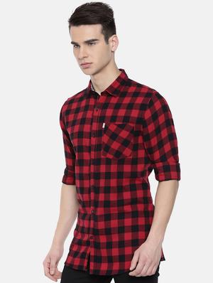 red checkered casual shirt - 16220786 - Standard Image - 2
