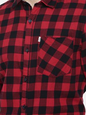 red checkered casual shirt - 16220786 - Standard Image - 5