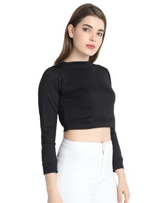 mock neck crop top - 16220973 - Standard Image - 2