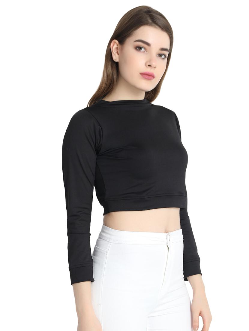 mock neck crop top - 16220973 - Zoom Image - 2