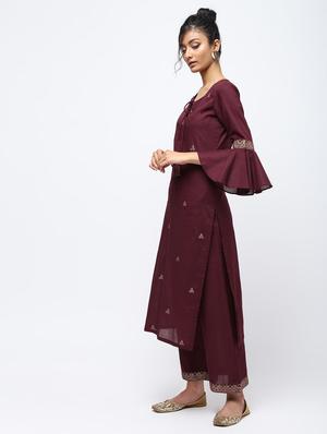 Block print straight kurta - 16222178 - Standard Image - 2