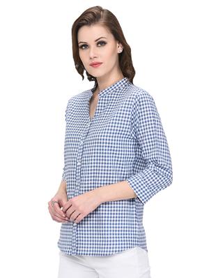 curved hem checkered shirt - 16222237 - Standard Image - 2
