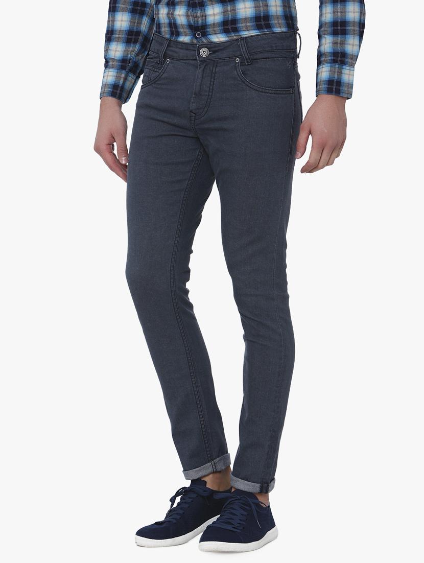 grey cotton blend plain jeans - 16222261 - Zoom Image - 2