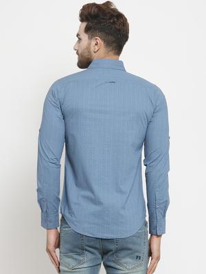 blue printed casual shirt - 16225289 - Standard Image - 2