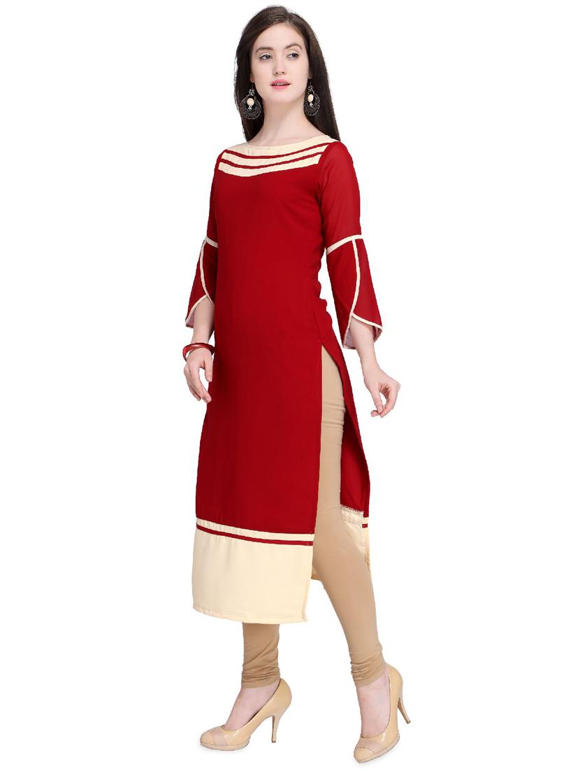 contrast straight kurta - 16225696 - Zoom Image - 2