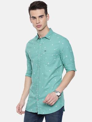 blue printed casual shirt - 16225844 - Standard Image - 2