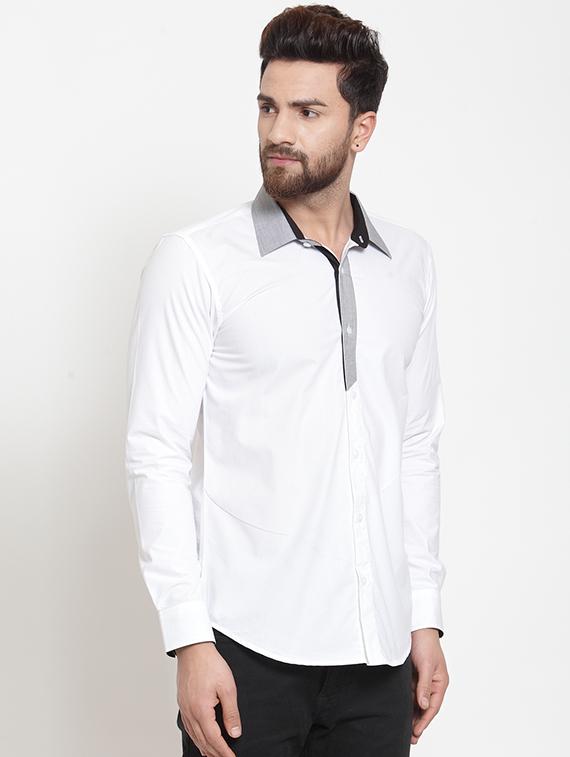 white solid casual shirt - 16225955 - Zoom Image - 2