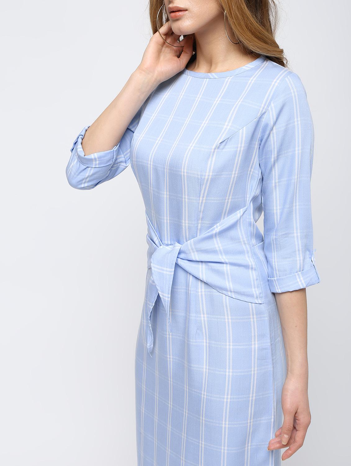 tie front checkered sheath dress - 16226125 - Zoom Image - 5