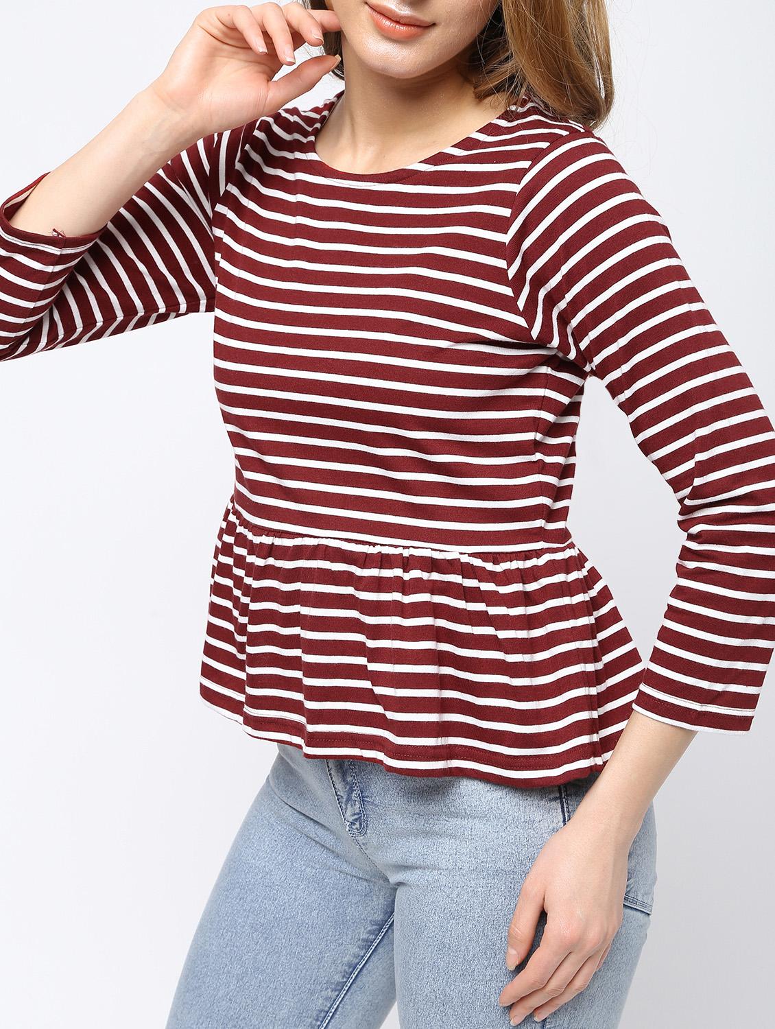 gathered striped top - 16226151 - Zoom Image - 5