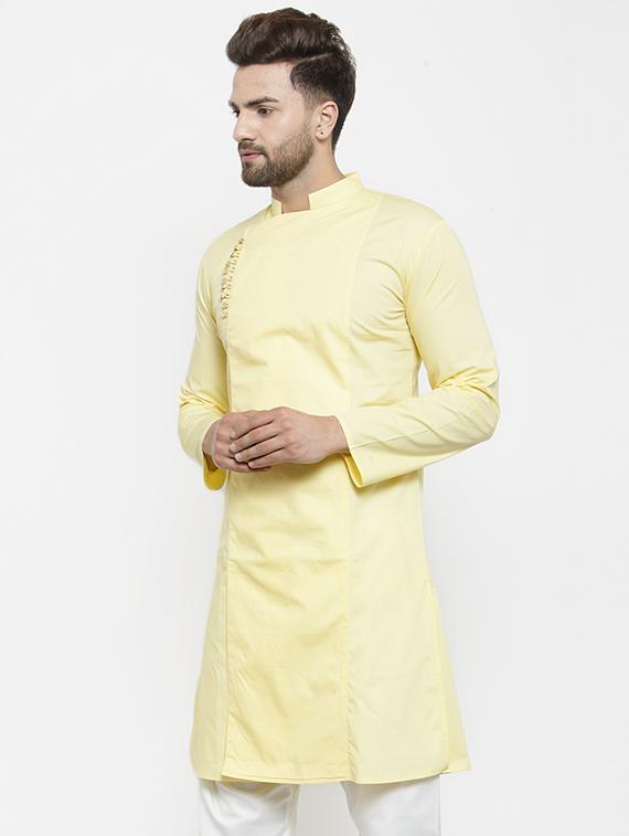 yellow solid long kurta - 16226442 - Zoom Image - 2