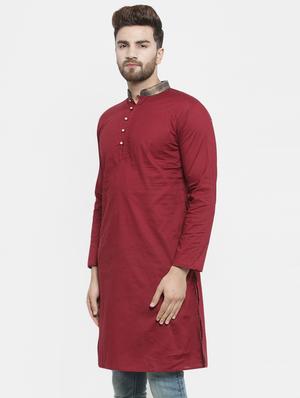 red solid long kurta - 16226449 - Standard Image - 2