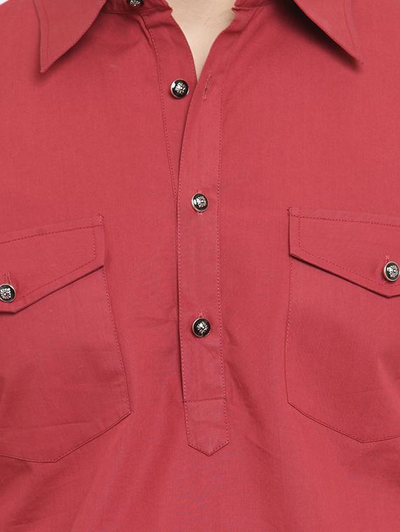 red solid pathani kurta - 16226454 - Zoom Image - 5