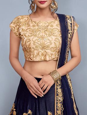 floral embroidered a-line lehenga - 16226885 - Standard Image - 2