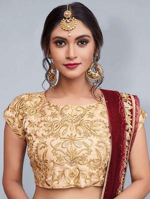 floral embroidered a-line lehenga - 16226886 - Standard Image - 2