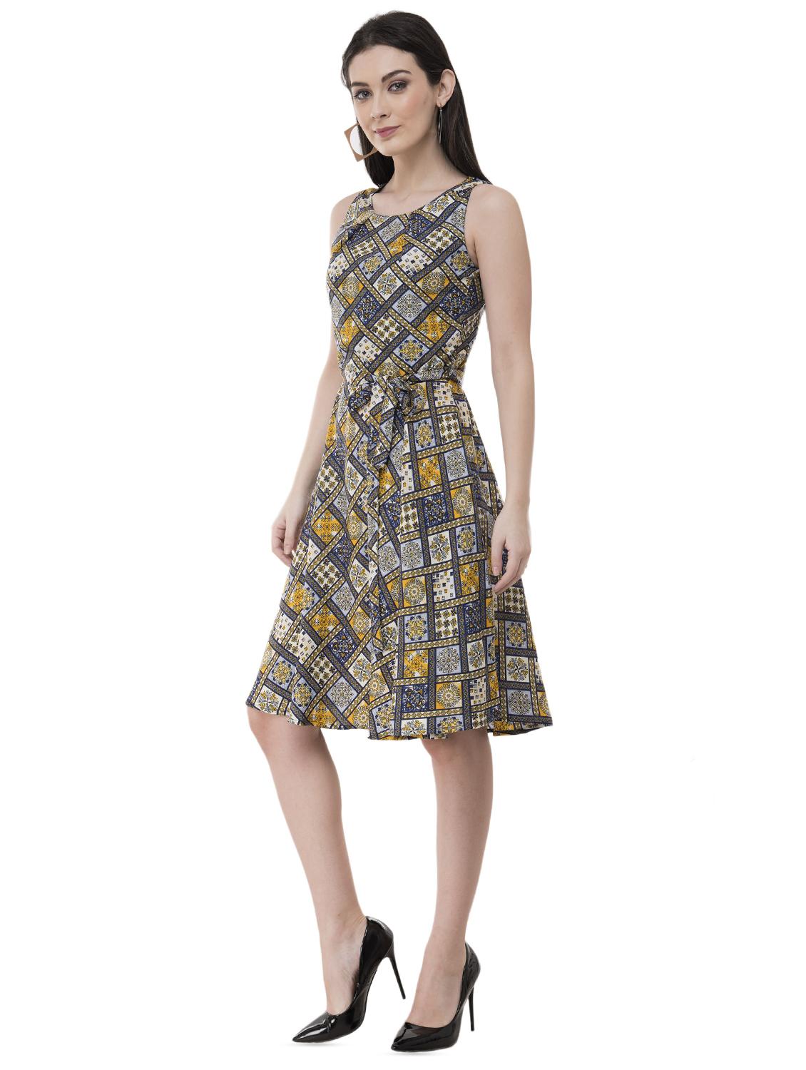 tie knot boho print flared dress - 16227187 - Zoom Image - 2