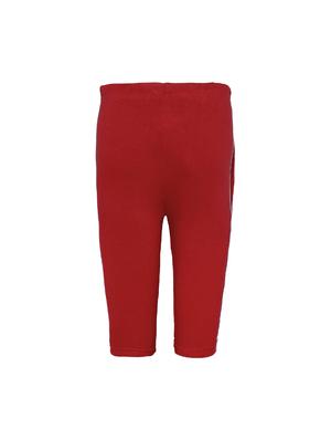 red and off white cotton three fourths shorts - 16227370 - Standard Image - 5